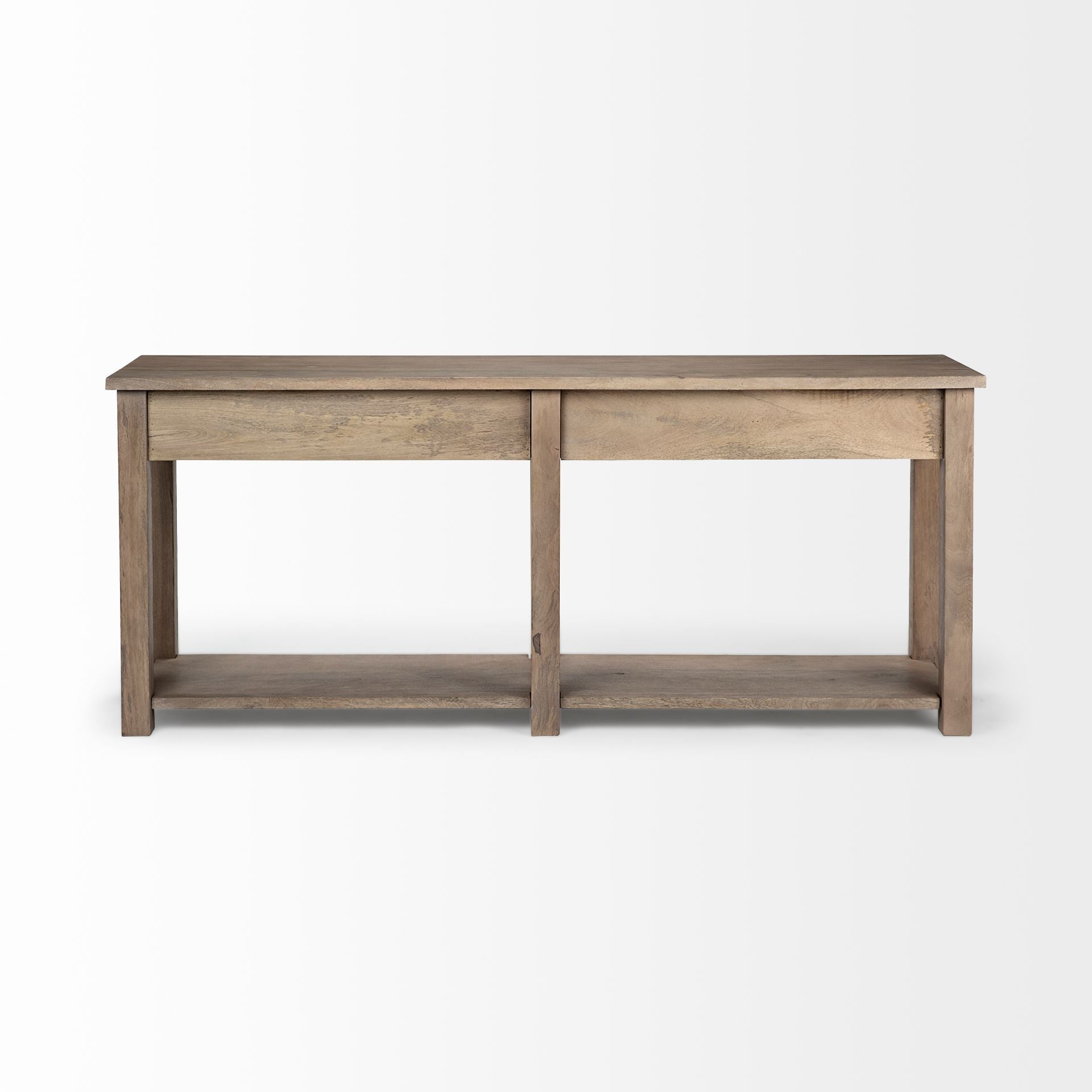 Light Brown Mango Wood Finish Console Table With 4 Drawers