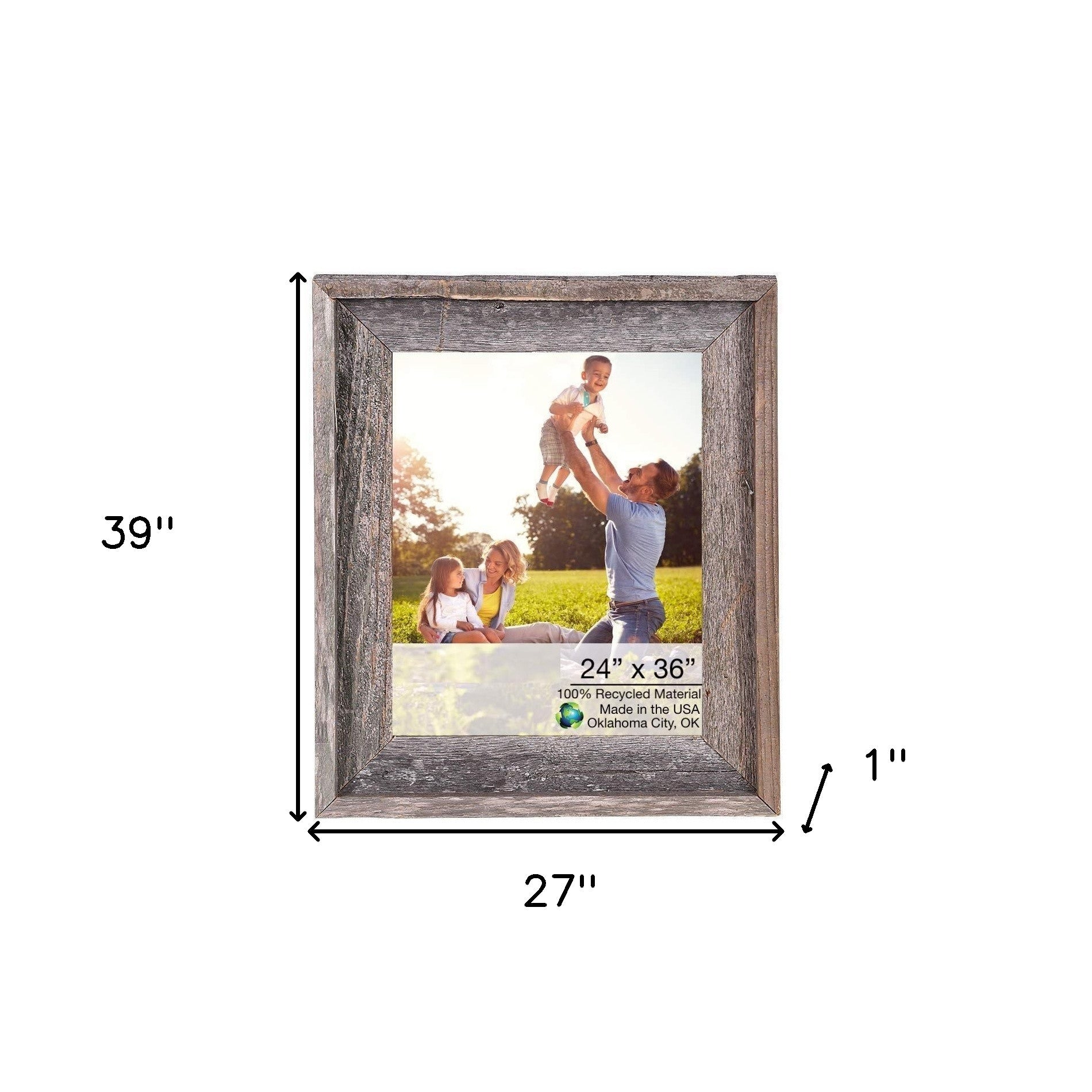 24X36 Rustic Smoky Black Picture Frame With Plexiglass Holder