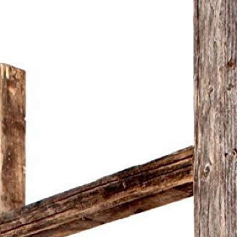 4 Step Rustic Weathered Grey Wood Ladder Shelf