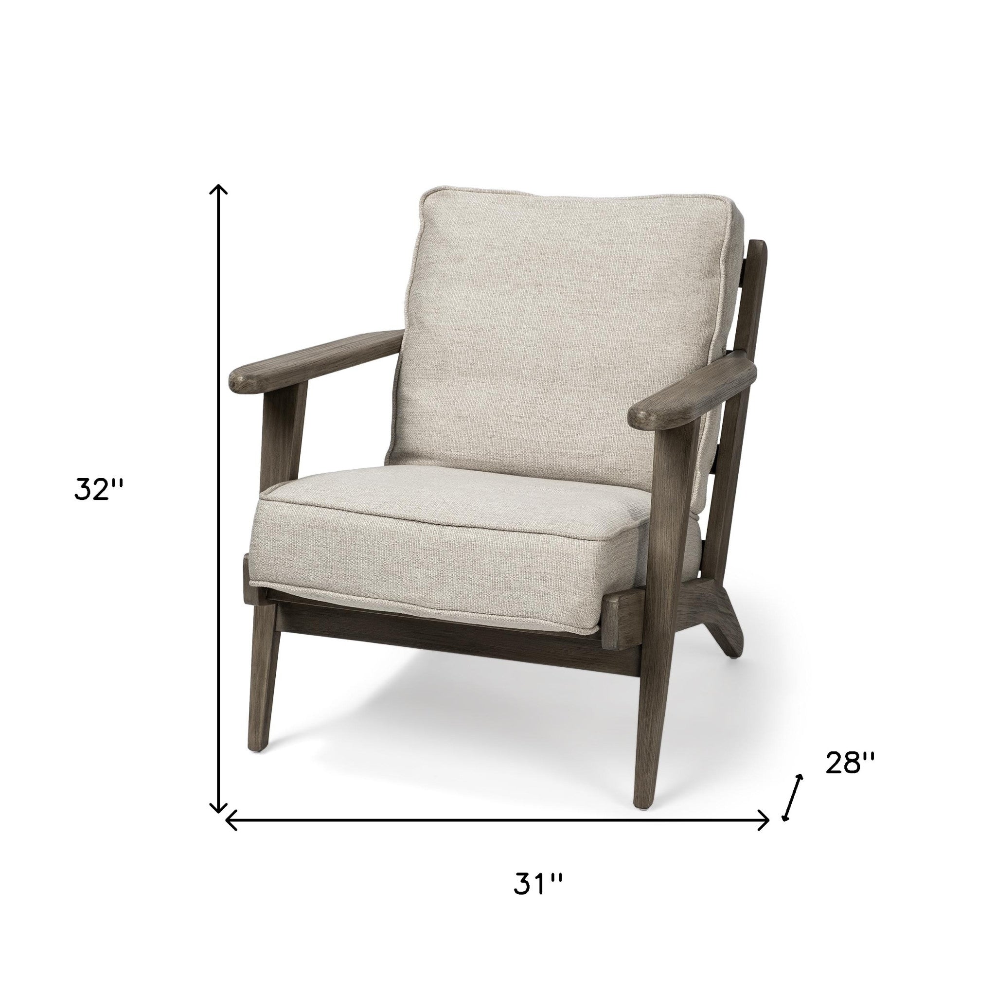 Cream Fabric Wrapped Accent Chair With Wooden Frame