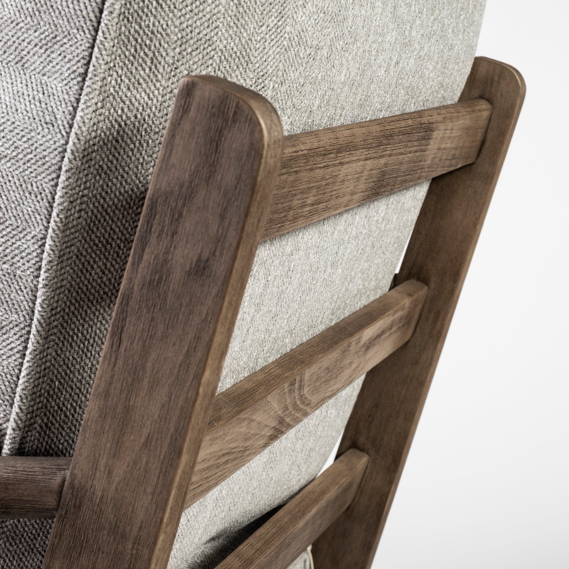 Frost Grey Fabric Wrapped Honey Wooden Frame Accent Chair