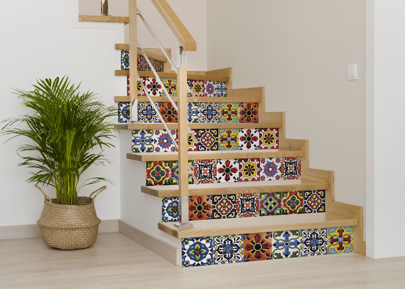 4" X 4" Festival Brights Mosaic Peel And Stick Removable Tiles