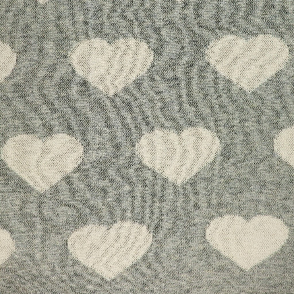 Grey And Ivory Hearts Knitted Baby Blanket