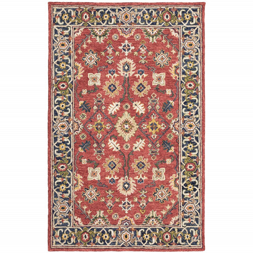 4'X6' Red And Blue Bohemian Area Rug