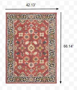 4'X6' Red And Blue Bohemian Area Rug