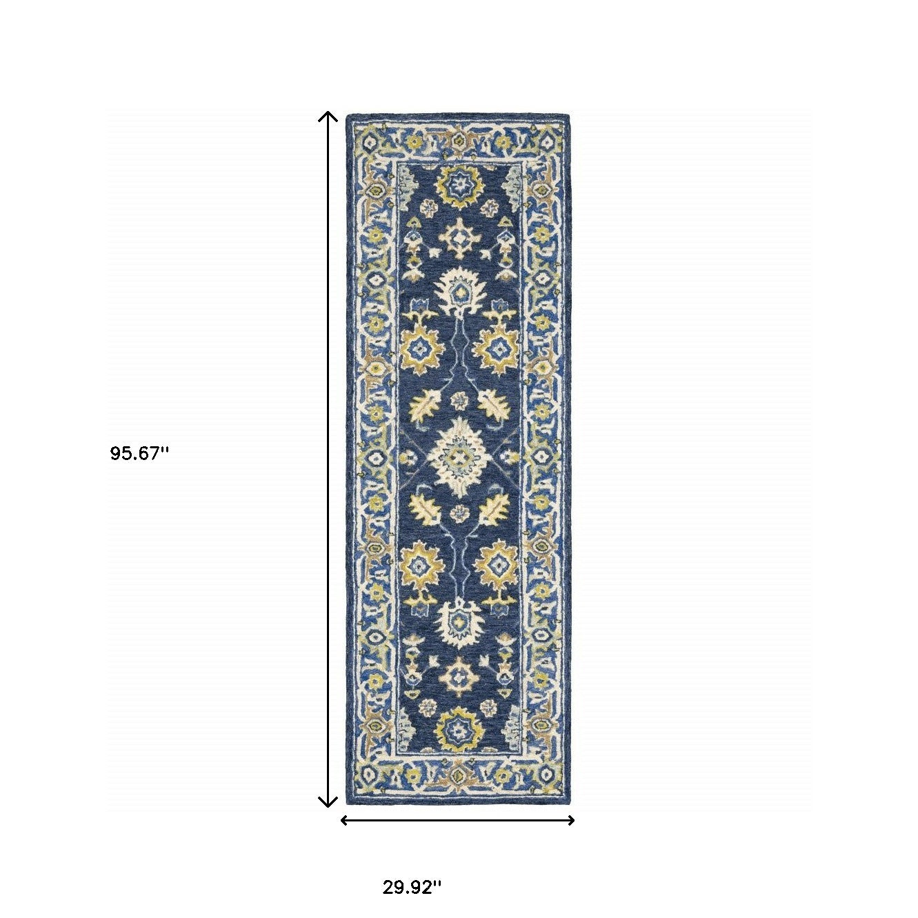 3'X8' Navy And Blue Bohemian Area  Rug