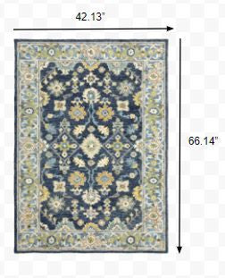 4'X6' Navy And Blue Bohemian Area Rug