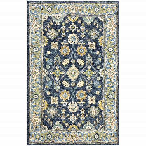 8'X10' Navy And Blue Bohemian Rug