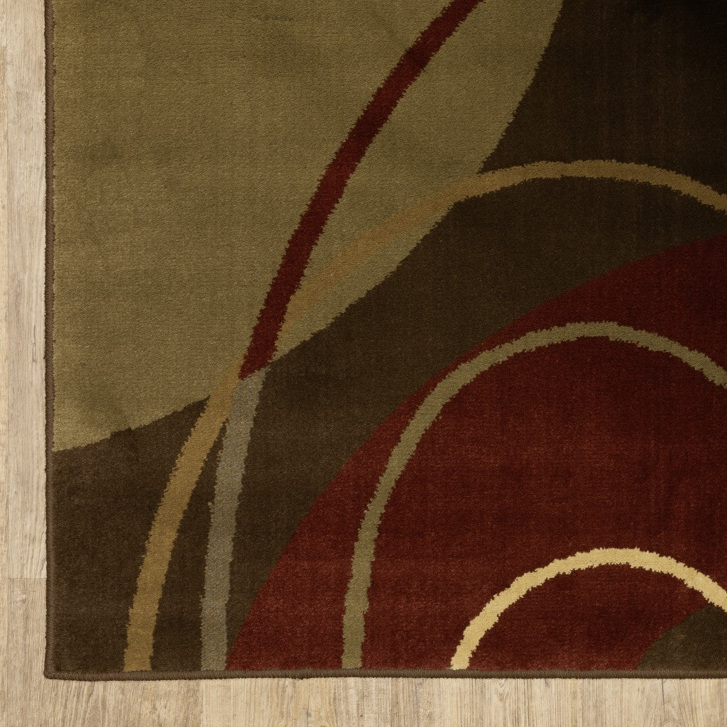 4'X6' Brown And Red Abstract  Area Rug