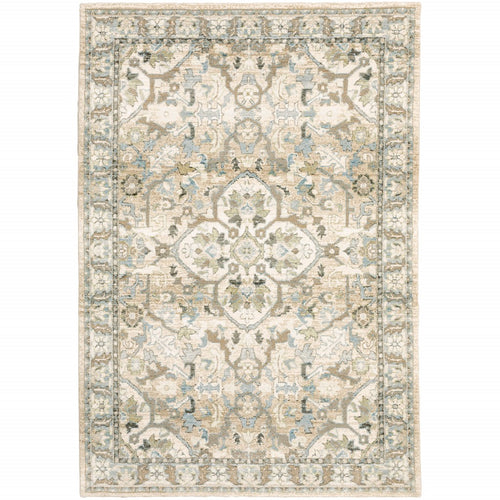 2'X3' Beige And Ivory Medallion Area Rug