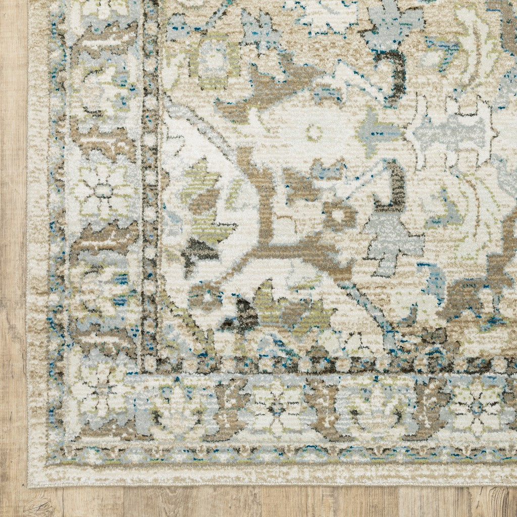 5'X8' Beige And Ivory Medallion Area Rug