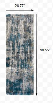 2'X8' Grey And Blue Grey Skies Runner Rug