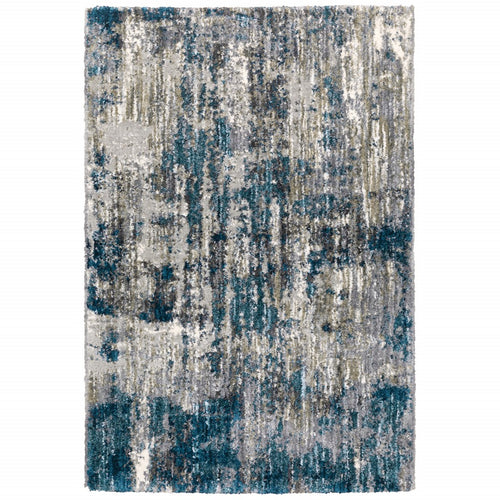 7'X9' Grey And Blue Grey Skies Area Rug