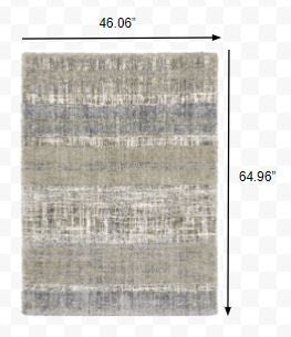 4'X6' Grey And Ivory Abstract Lines  Area Rug