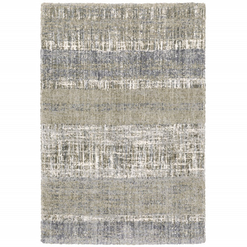 9'X12' Grey And Ivory Abstract Lines  Area Rug