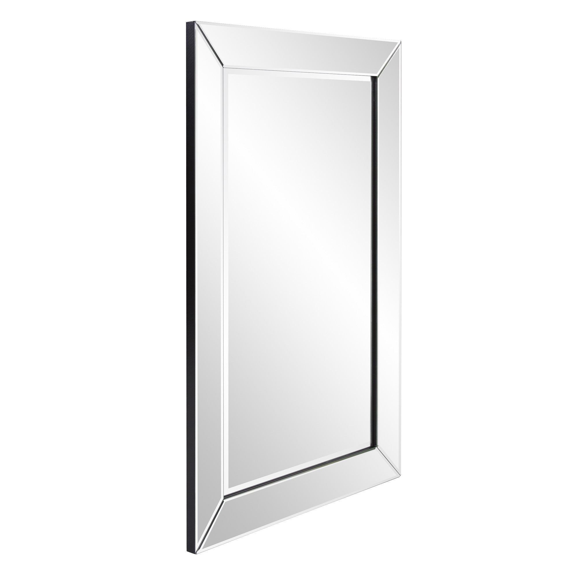 Rectangle Wooden Frame Mirror With Beveled Edge