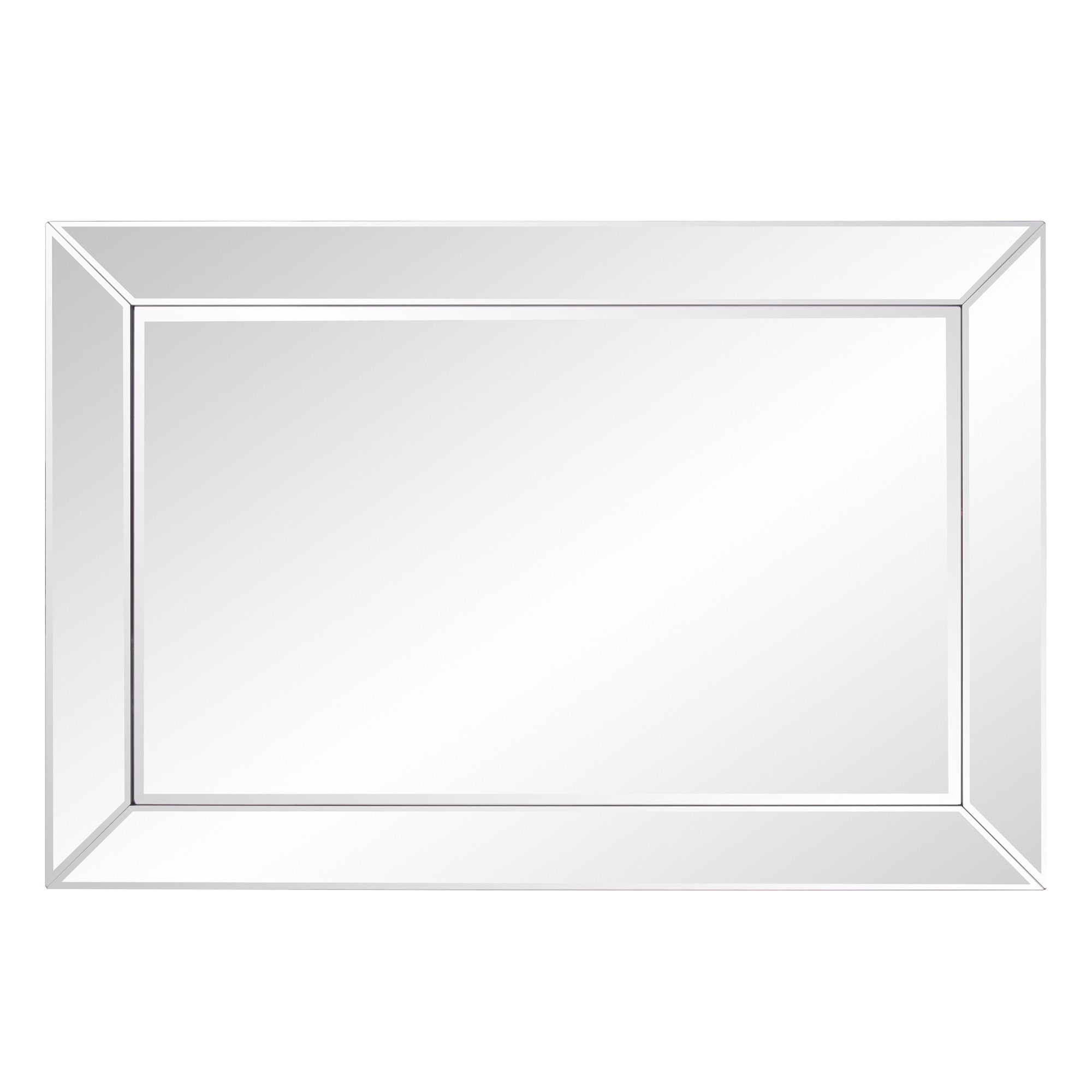 Rectangle Wooden Frame Mirror With Beveled Edge