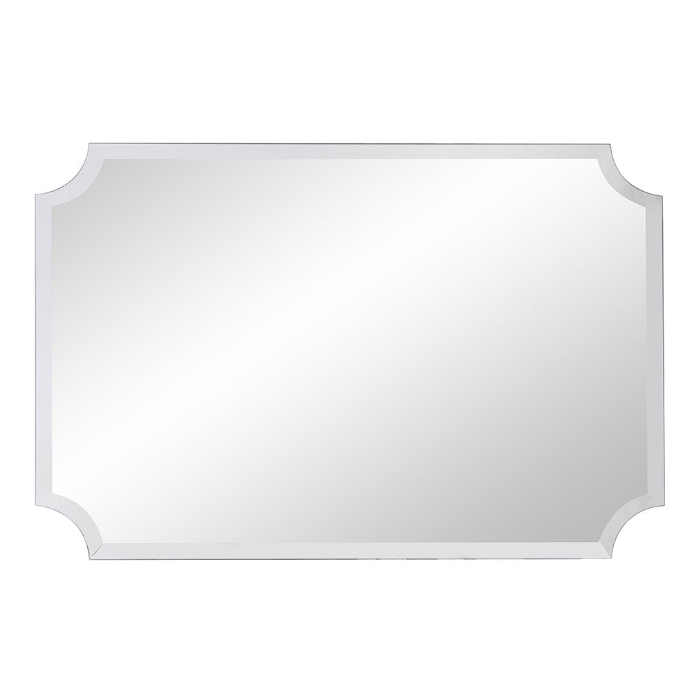 Minimalist  Rectangle Mirror With Beveled Edge And Scalloped Corners