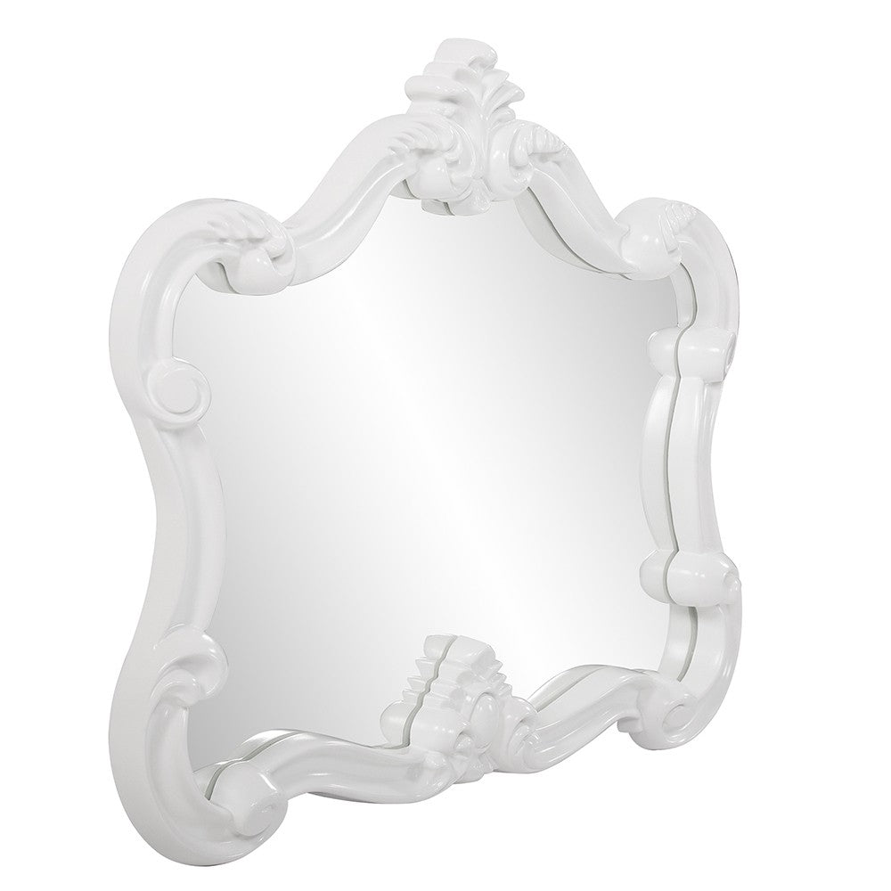 White Baroque Shape Ornate Mirror