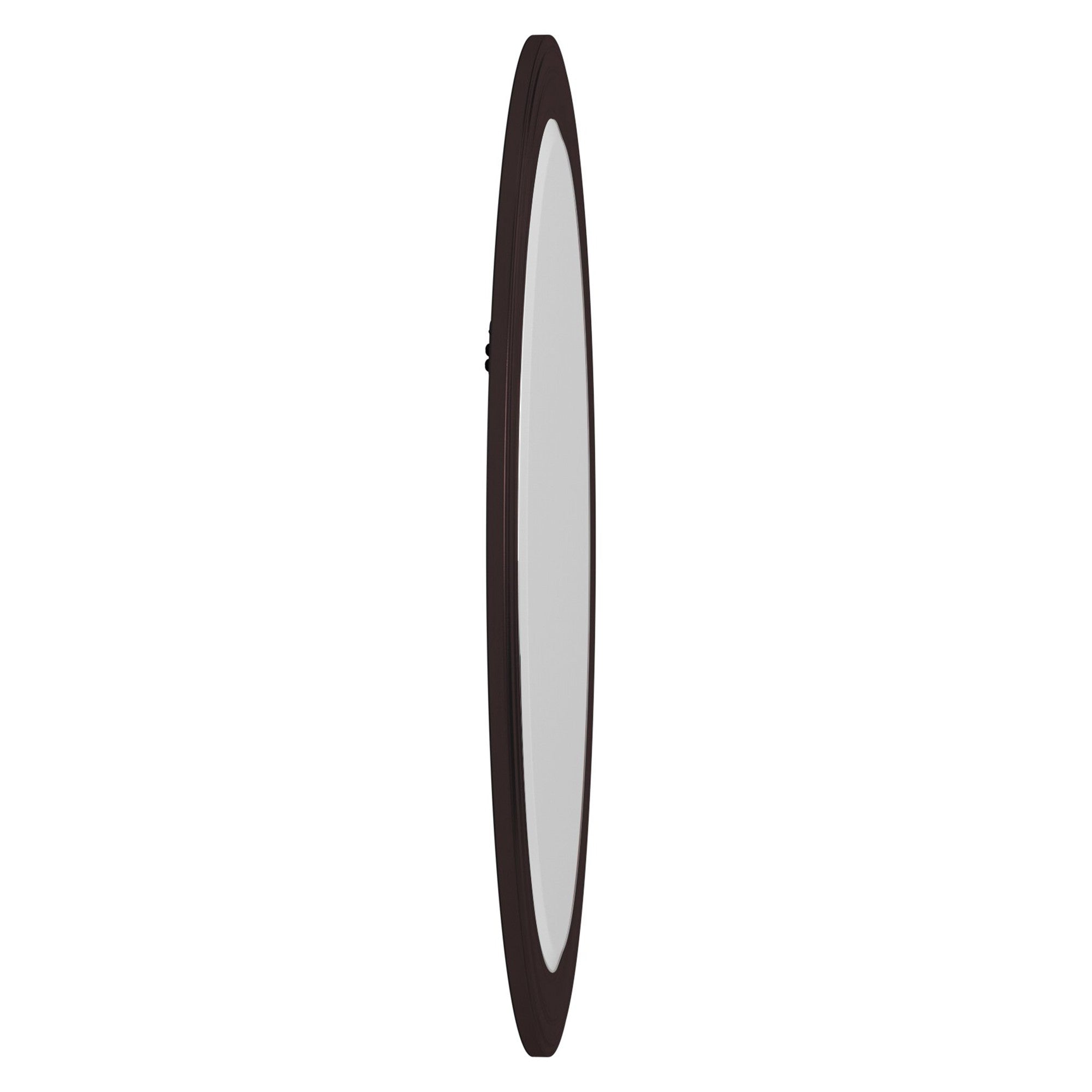 Oval Oil Rubbed Bronze Mirror With Wooden Grooves Frame