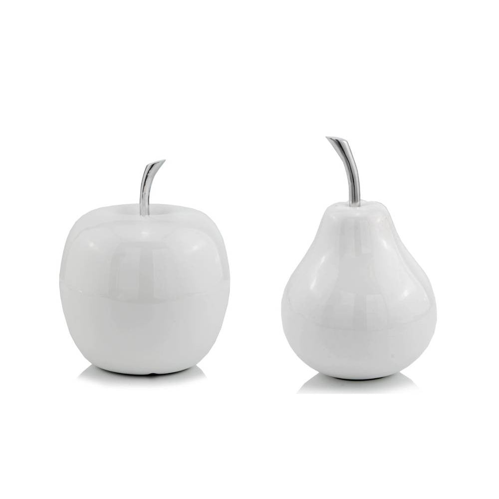 White Medium  Apple Shaped Aluminum Accent Home Decor