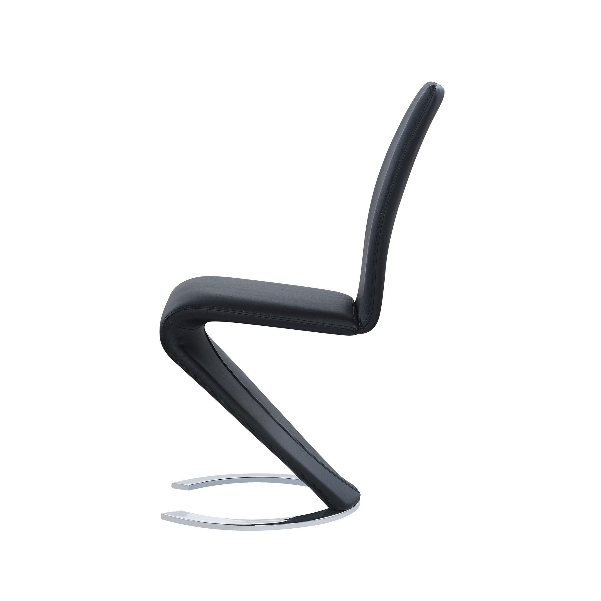 Set Of 2 Black  Z Shape Design Dining Chairs With Horse Shoe Shape Base