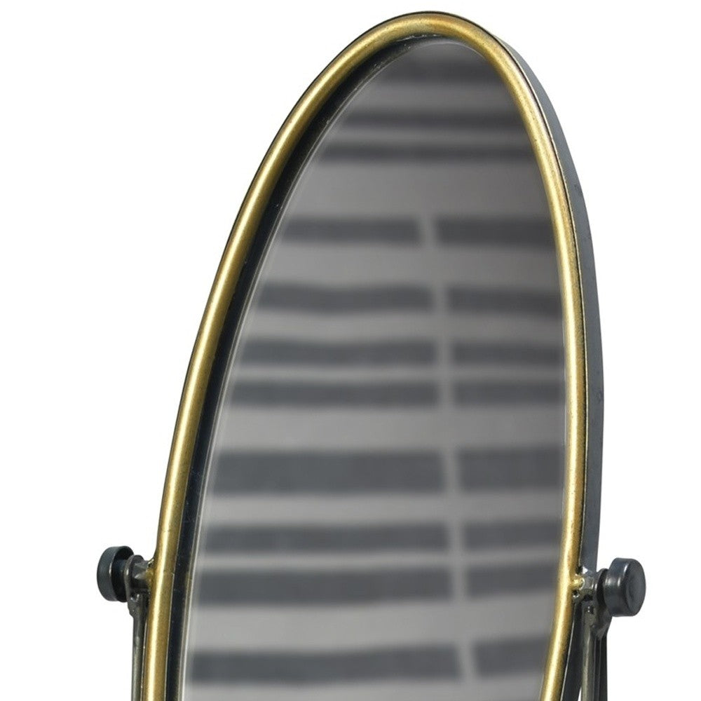 Gray And Gold Oval Vanity Floor Mirror