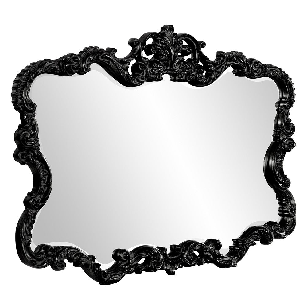 Scallop Mirror With Ornate Black Lacquer Frame