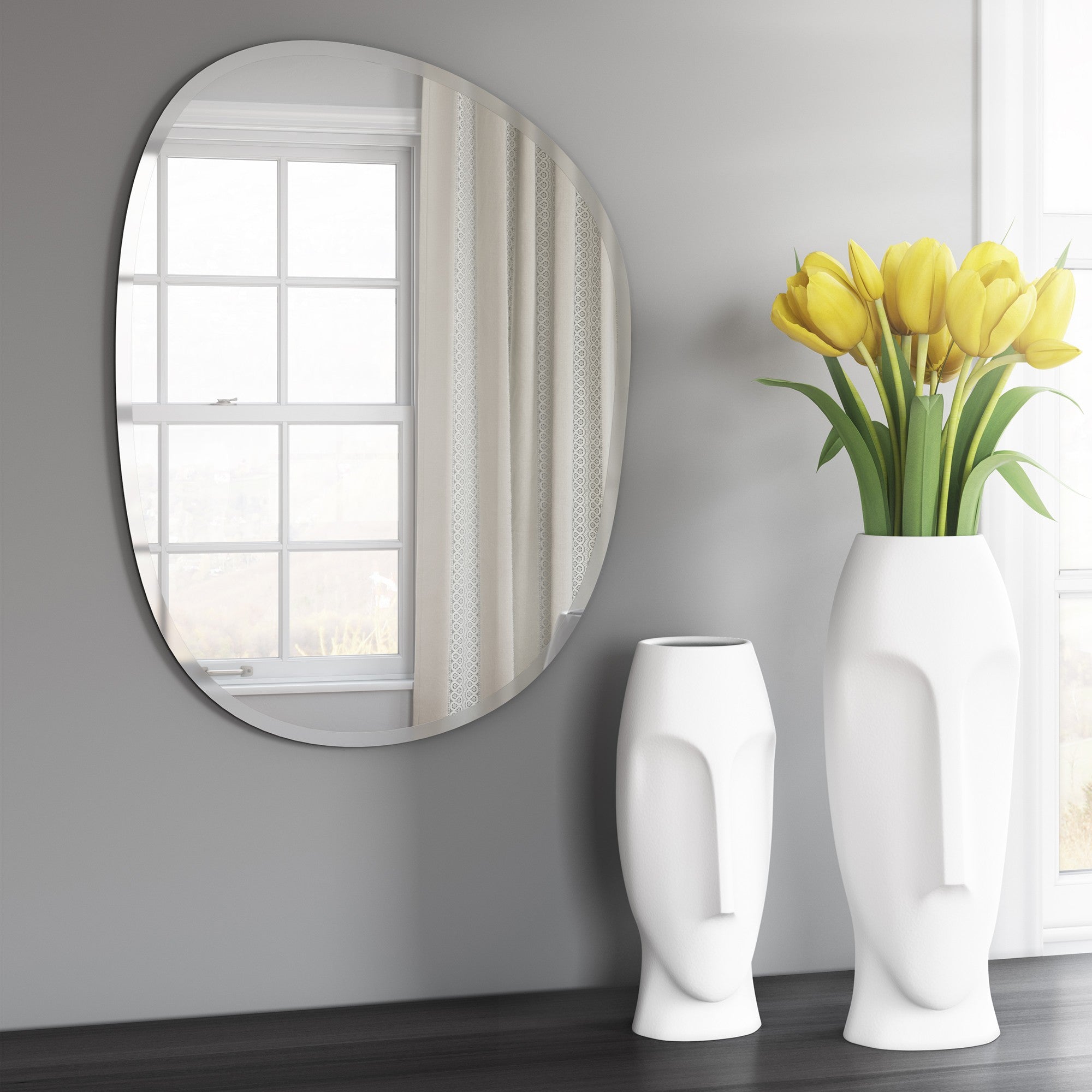 Oval Asymmetrical Frameless Mirror