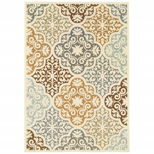 2' X 4' Gray and Ivory Moroccan Indoor Outdoor Area Rug