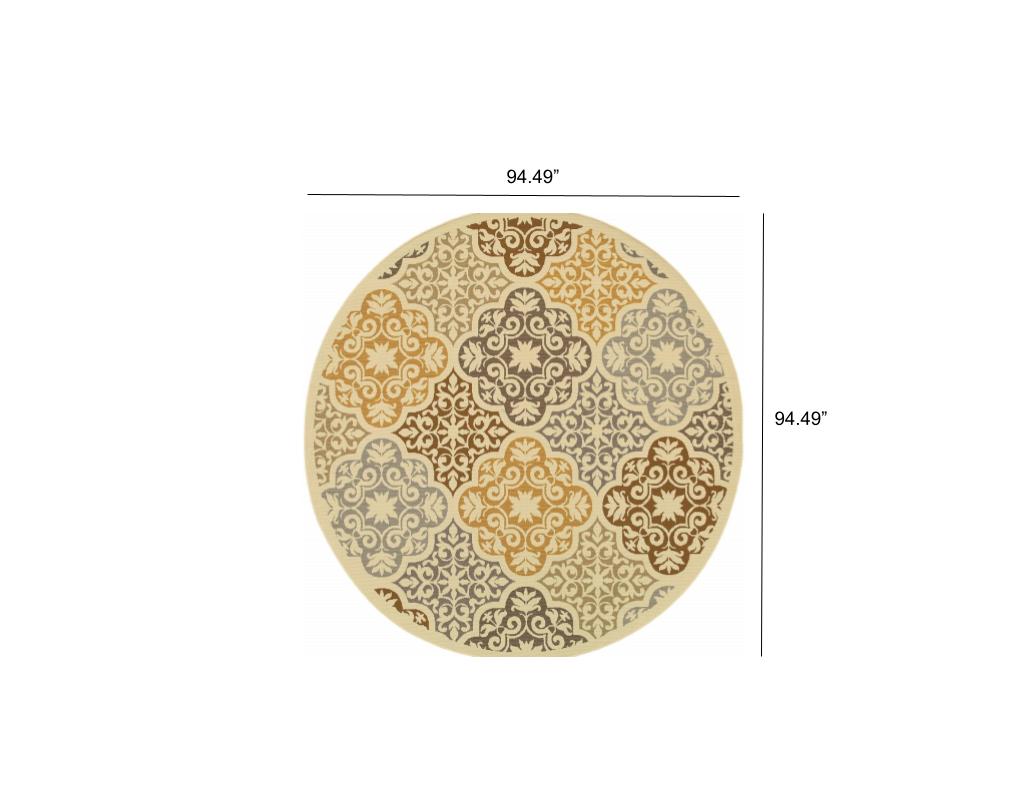 8' x 8' Gray and Ivory Round Moroccan Indoor Outdoor Area Rug