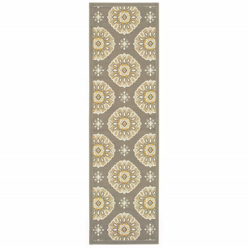 2' X 8' Gray Moroccan Indoor Outdoor Area Rug