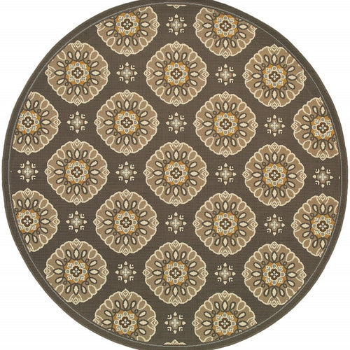 8' x 8' Gray Round Moroccan Indoor Outdoor Area Rug