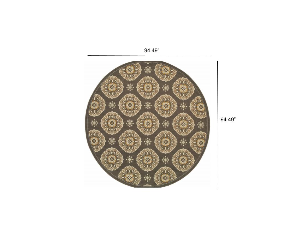 8' x 8' Gray Round Moroccan Indoor Outdoor Area Rug