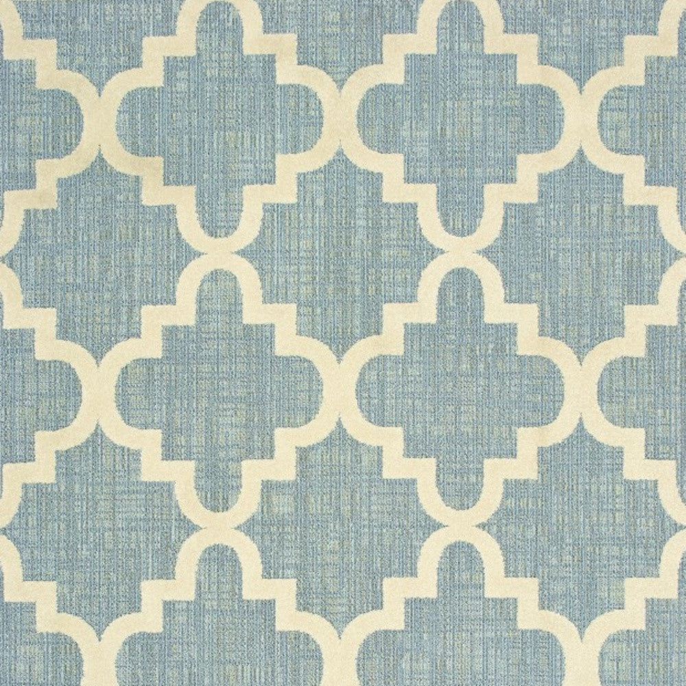 7' x 10' Blue and Ivory Moroccan Indoor Outdoor Area Rug