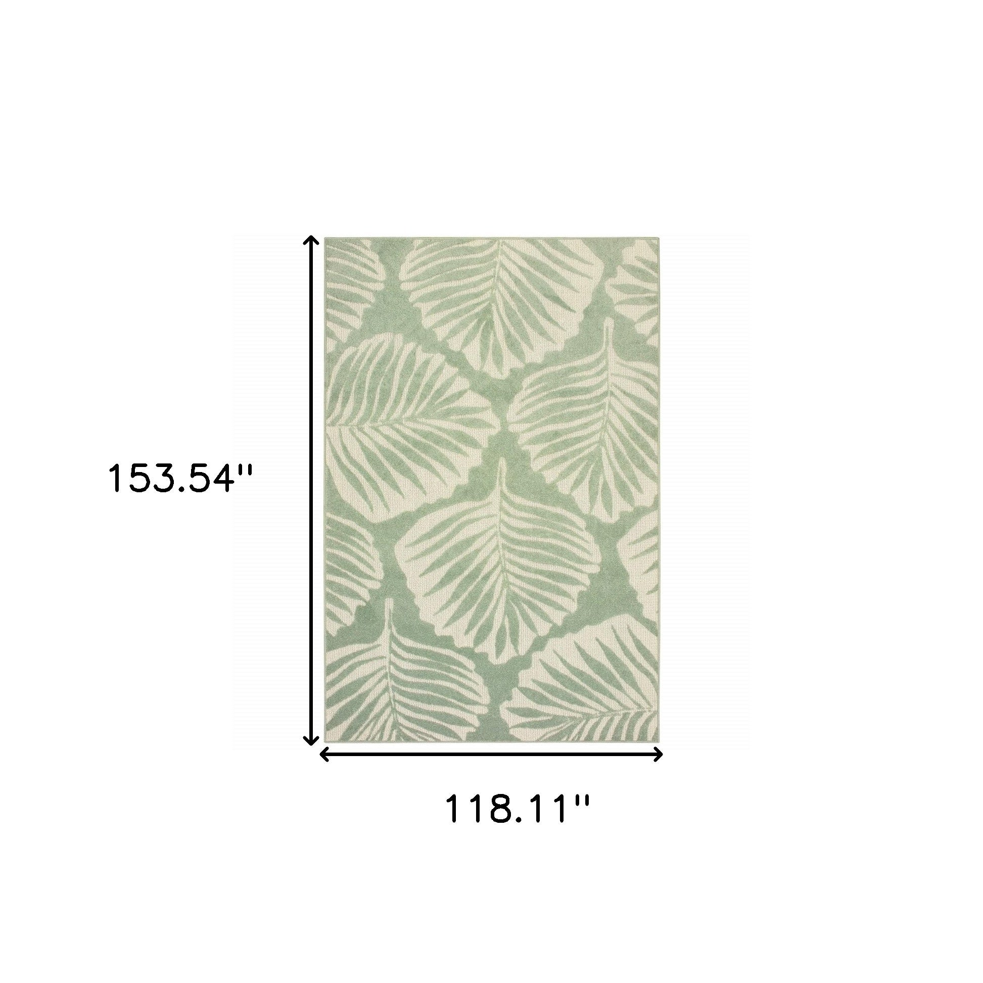 Green and Ivory Floral Indoor Outdoor Area Rug