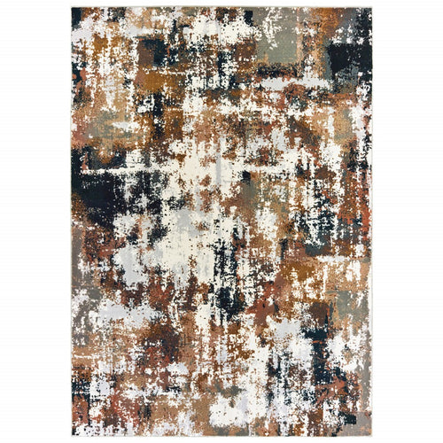 3' X 6' Ivory Gray Abstract Sectors Indoor Area Rug