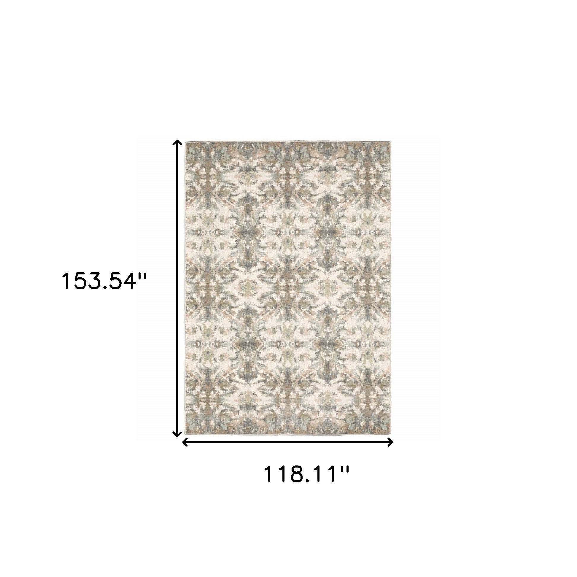 9' X 12' Ivory Gray Abstract Ikat Indoor Area Rug