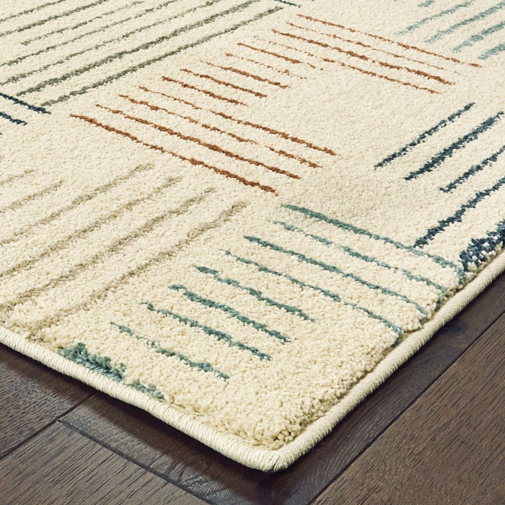 3' X 6' Ivory Multi Neutral Tone Scratch Indoor Area Rug