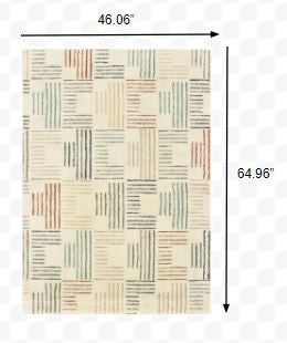 3' X 6' Ivory Multi Neutral Tone Scratch Indoor Area Rug