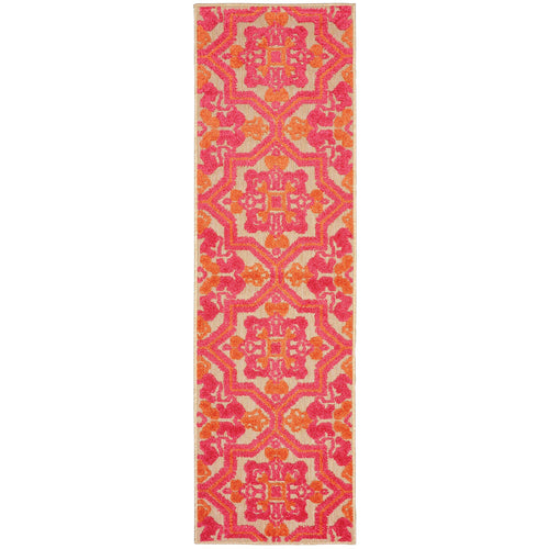 2' X 8' Pink and Orange Moroccan Indoor Outdoor Area Rug