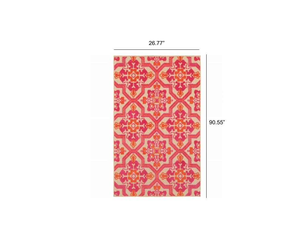 Pink and Orange Moroccan Indoor Outdoor Area Rug