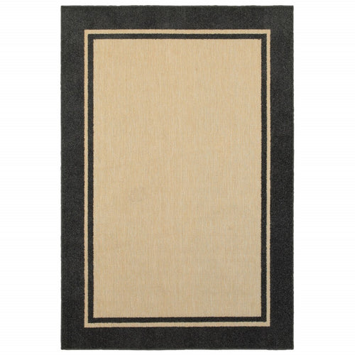 4' x 5' Beige and Black Indoor Outdoor Area Rug