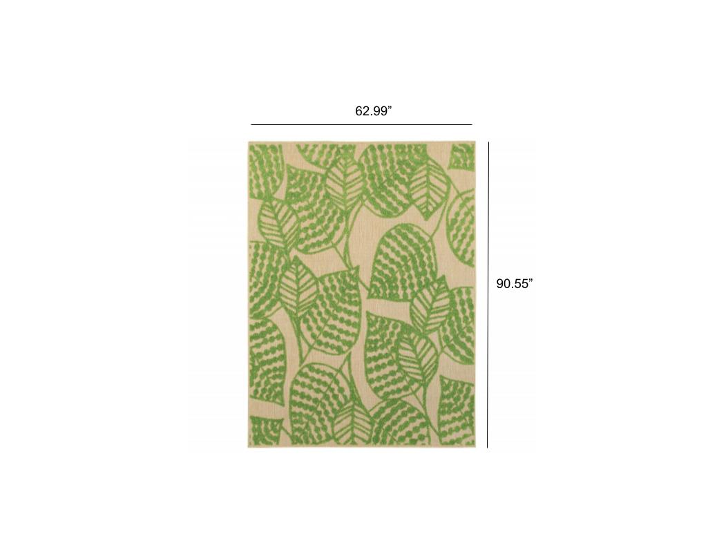 Green Floral Indoor Outdoor Area Rug