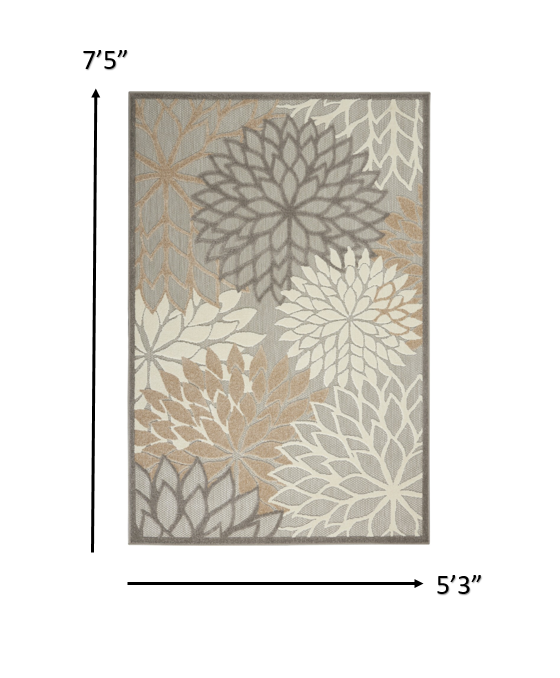 5' X 8' Gray And Ivory Indoor Outdoor Area Rug