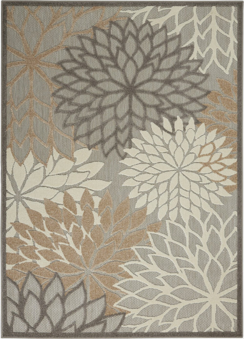 6' X 9' Gray And Ivory Floral Indoor Outdoor Area Rug