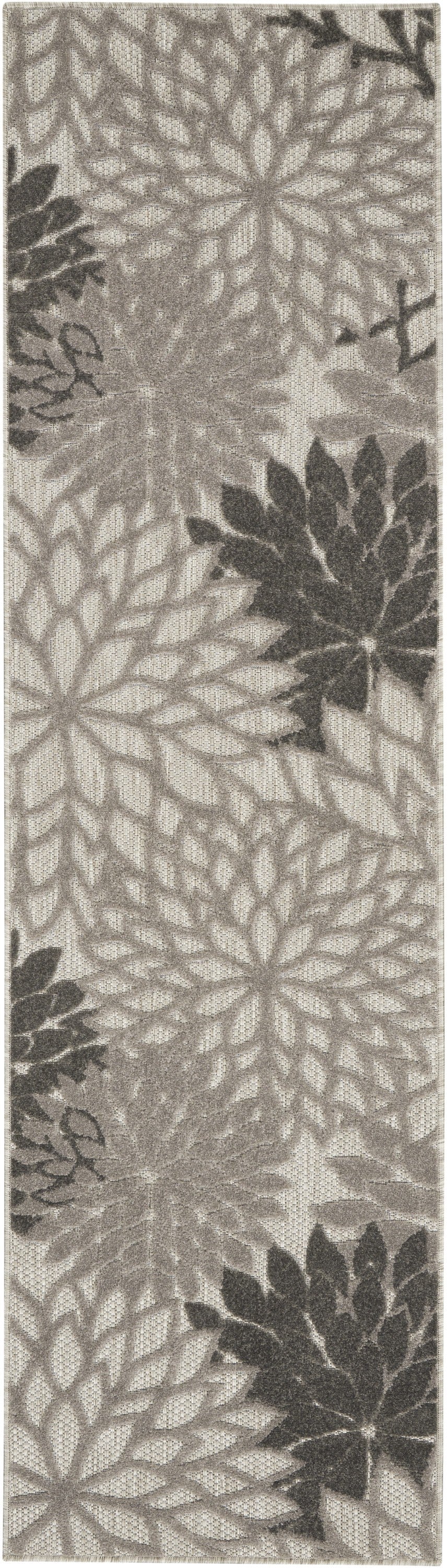 2' X 6' Gray Floral Indoor Outdoor Area Rug