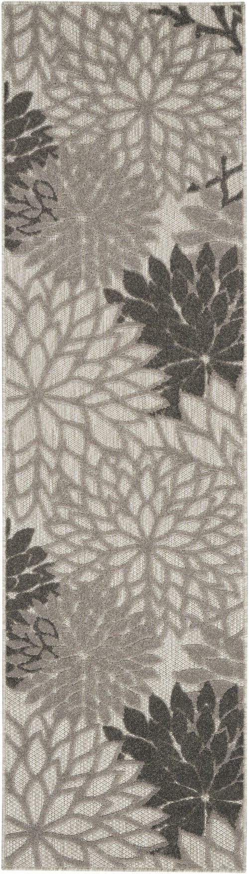 2' X 6' Gray Floral Indoor Outdoor Area Rug