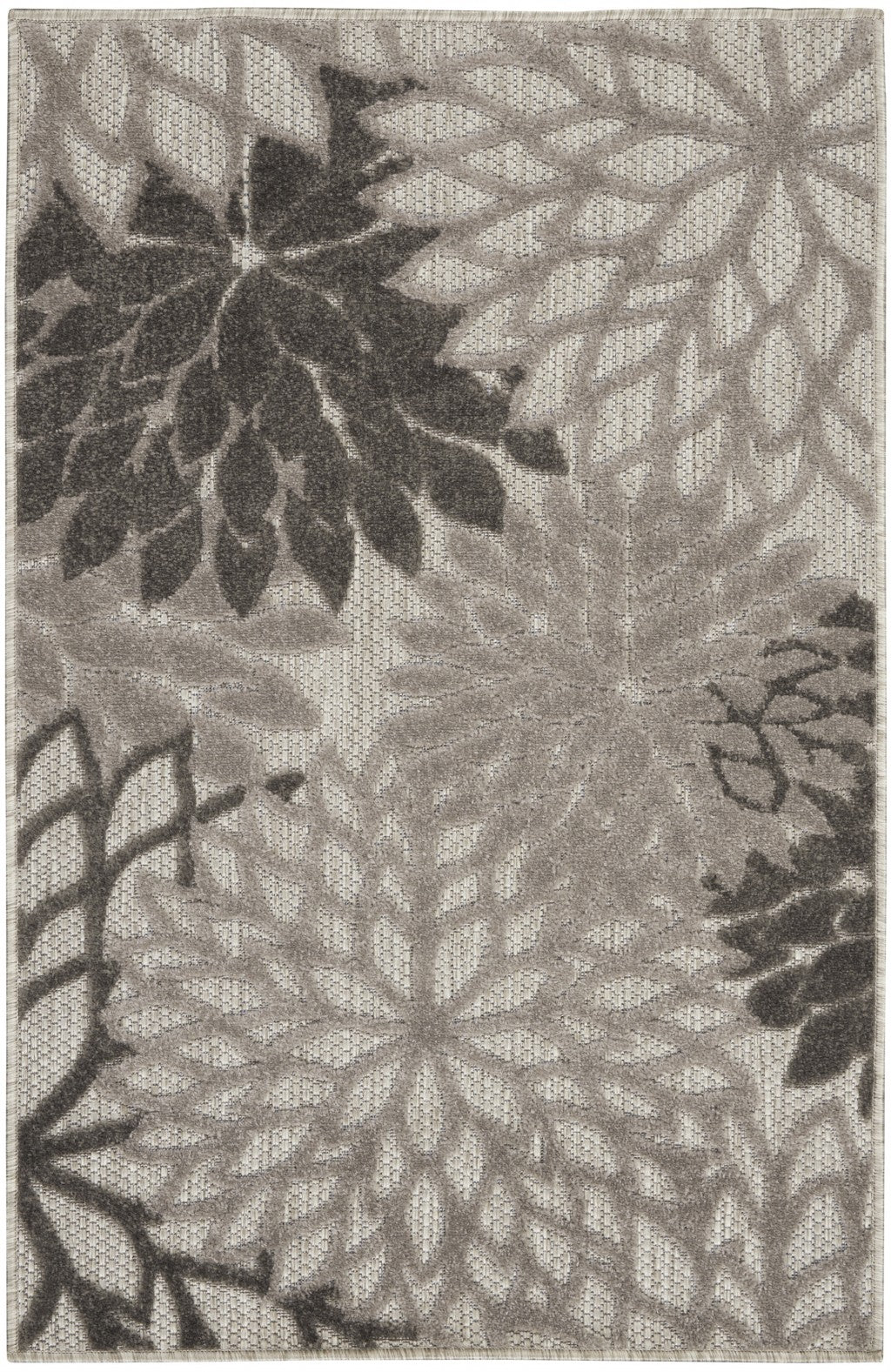 3' X 4' Gray Floral Indoor Outdoor Area Rug