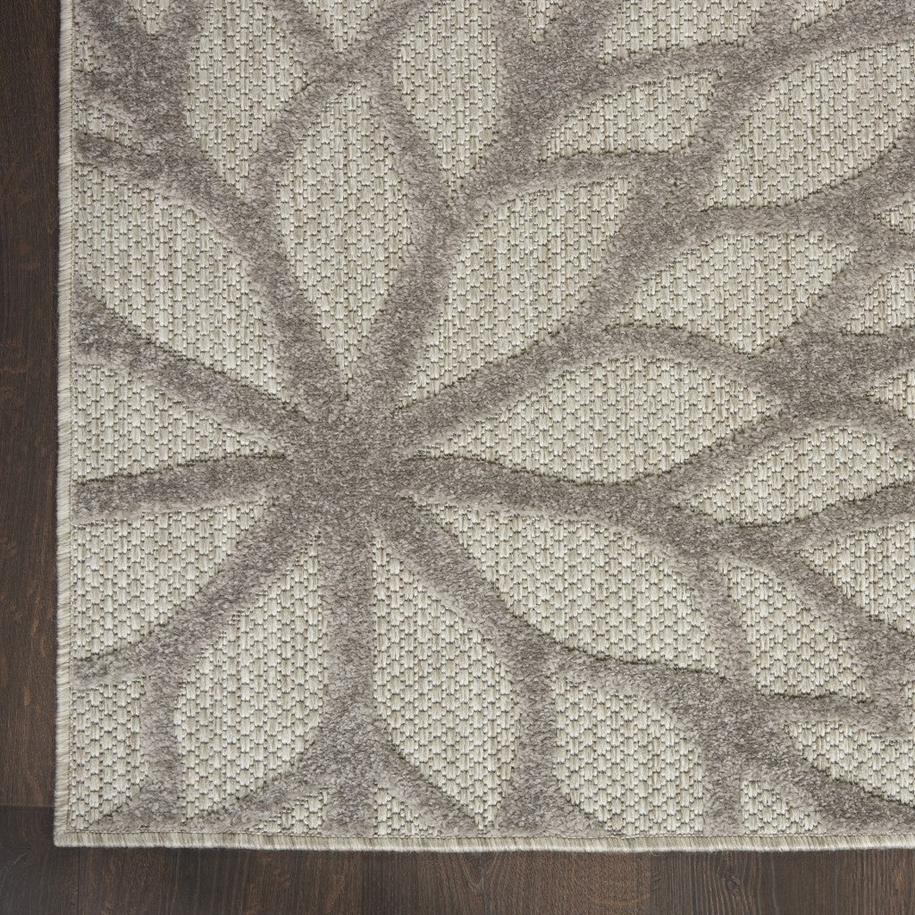 8' X 11' Gray Floral Indoor Outdoor Area Rug